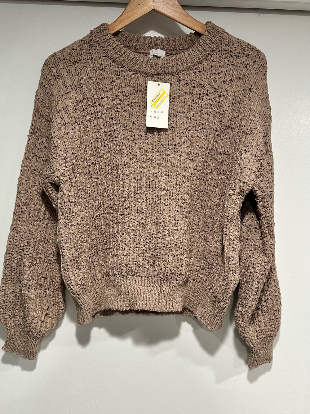 a new day Chunky Taupe Crewneck Sweater
